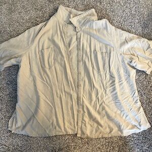 Just My Size Tan Khaki Short Sleeve Button Down Shirt